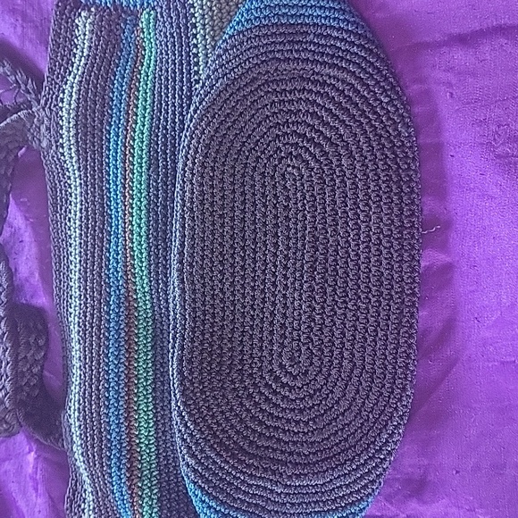 The Sak Blue Multicolor Crochet Tote Bag Shoulder Purse - Picture 5 of 9